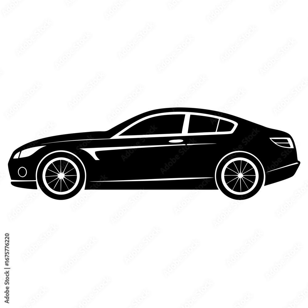 Obraz premium High Contrast Black Car Silhouette Vector for Print Logos Stickers and Digital Design