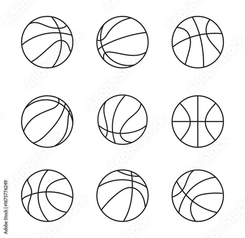  A set of Basketball ball icons set. Flat and outline style.  Basketball ball icon. Basketball logo vector icon
 . eps 10