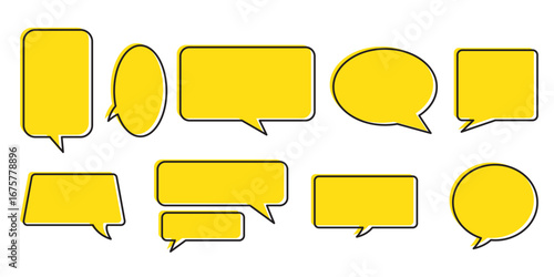 Set of yellow speech bubble collection .set of yellow speech bubble cartoon box icon set . speech bubble vector. comment box icon vector set . eps 10