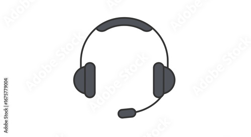 Headset microphone communication audio call center support service online meeting computer device on transparent background