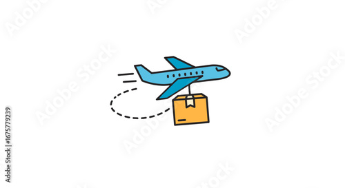 Airplane delivery service fast shipping express cargo airmail transport logistics worldwide package global on transparent background