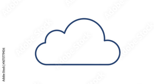Blue cloud computing icon data storage network technology digital service connection system outline symbol on transparent background