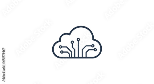 Cloud computing technology digital network data storage information system innovation connection service on transparent background