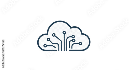 Cloud computing technology data network digital storage internet connection system innovation service on transparent background