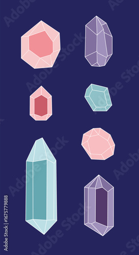 Beautiful colorful gemstones crystals raw minerals natural geological formations rough crystals healing stones amethyst quartz rose quartz aquamarine citrine