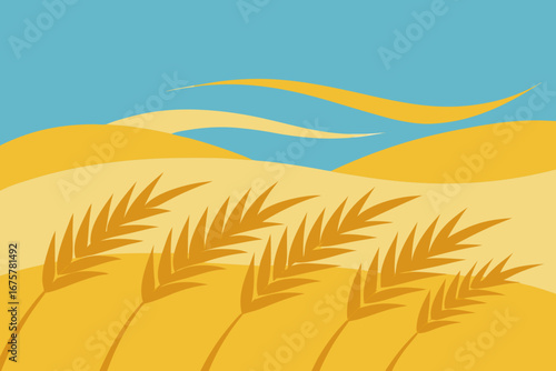 vector illustration of wheat field
