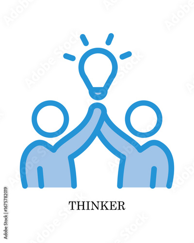 thinker Icon - People and Community Glyph Blue Style