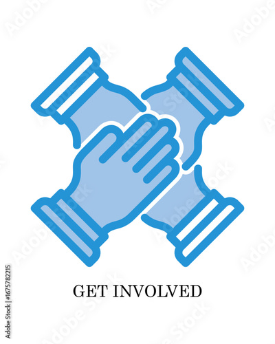 Get Involved Icon - People and Community Glyph Blue Style