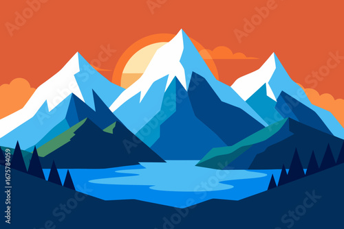 winter landscape with mountains