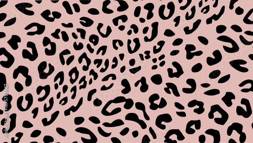 Pink and black leopard skin texture. Animal print background. Luxury wallpaper.