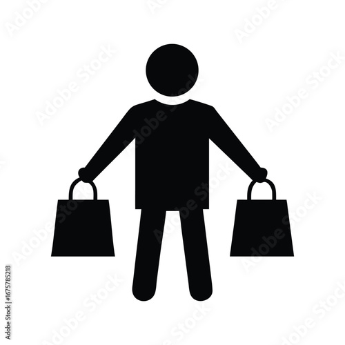 Person holding shopping bags icon silhouette