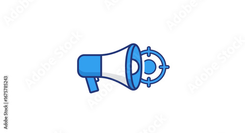 Megaphone target marketing advertisement promotion communication strategy message icon on transparent background
