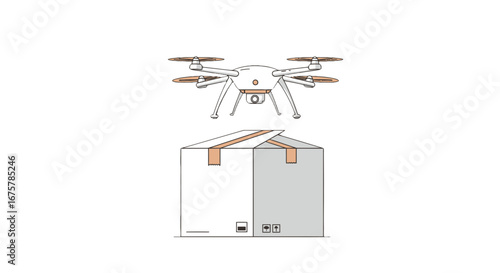 Drone delivery service package transportation aerial vehicle technology innovation future logistics on transparent background