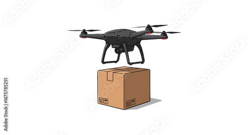 Drone delivery service package shipping aerial vehicle technology innovation logistics future trend on transparent background