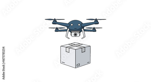 Aerial drone delivery service package transportation technology future innovation shipping concept design on transparent background