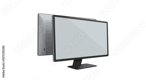 Computer monitor display screen technology desktop pc workstation device equipment gadget digital electronic on transparent background