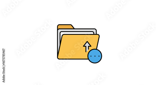 Upload folder file data transfer document directory storage cloud service icon graphic design element on transparent background