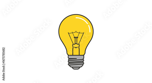 Yellow lightbulb idea creative innovation inspiration energy solution electric power bright cartoon drawing on transparent background
