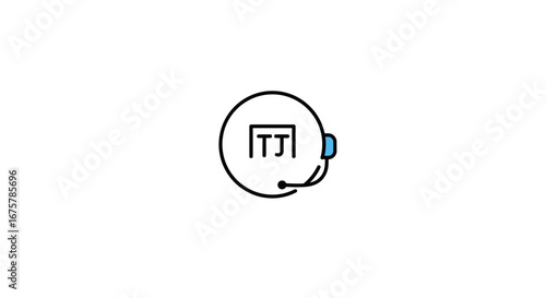 Customer service headset icon call center support telephone communication assistance help desk tj initials on transparent background