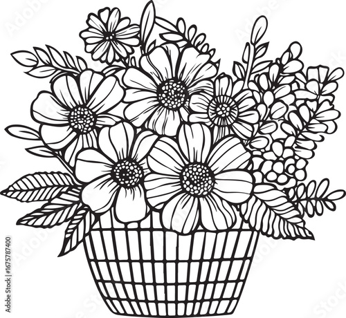 Elegant Floral Bouquet Coloring Pages Bundle