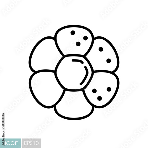 Freshly baked pull-apart buns line icon