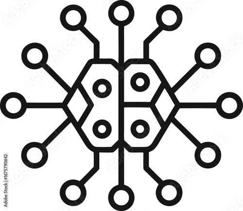  large language model with neural networks silhouette vector