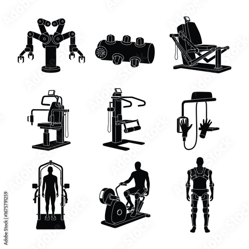 Physiotherapy Robot Silhouettes A Collection of Robotic Devices for Rehabilitation