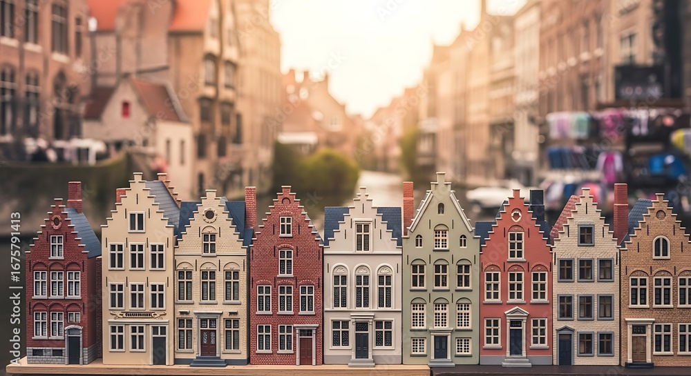 Obraz premium Colorful miniature European houses souvenir models.