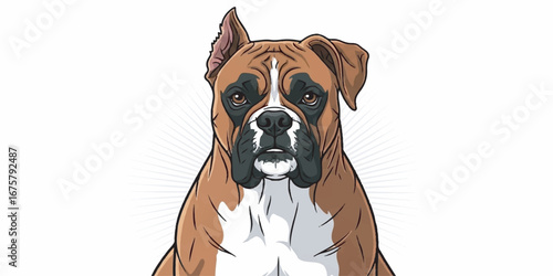 Boxer Dog Vector Illustration with Clean Lines