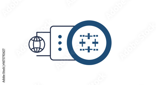 Server network configuration settings internet connection global data management system icon on transparent background