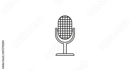 Vintage microphone audio device recording equipment podcasting voice communication retro style broadcast tool on transparent background