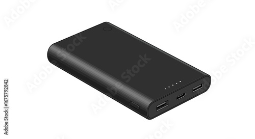 Portable power bank charger external battery pack phone charging device usb c power supply gadget accessory on transparent background