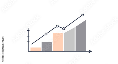 Growth chart diagram progress report financial data analysis business graph increasing trend success concept on transparent background