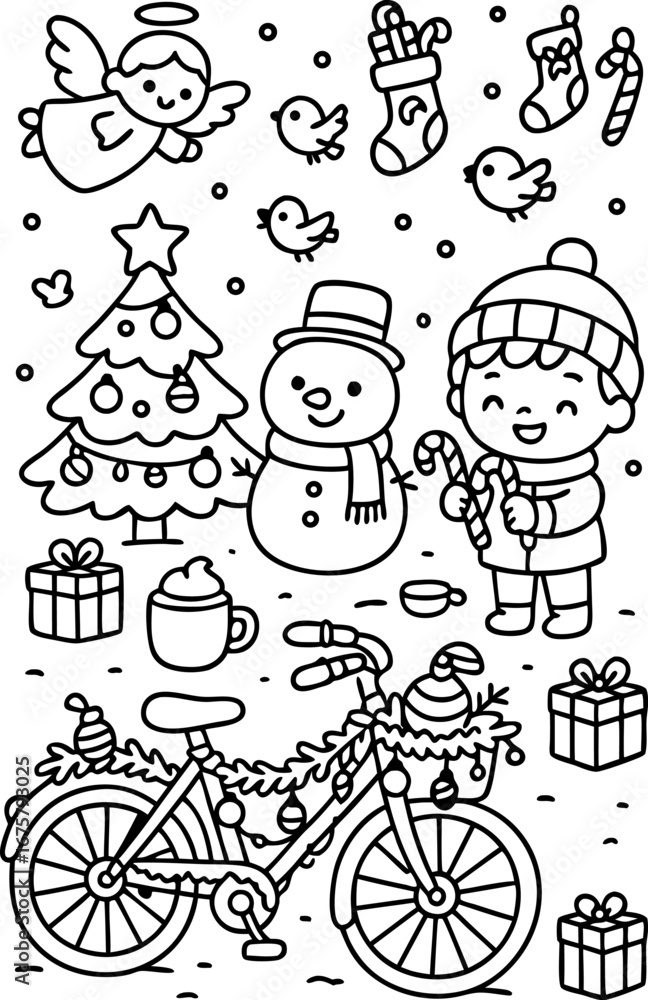 Fototapeta premium Christmas Coloring Pages for Kids & Adults | Santa, Reindeer, Snowman & Holiday Fun