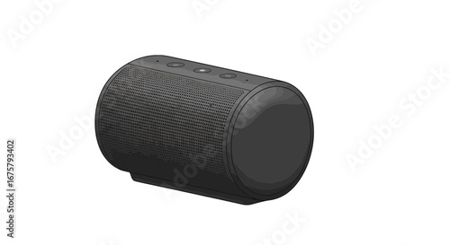 Portable wireless speaker audio bluetooth device sound system music technology cylindrical design on transparent background