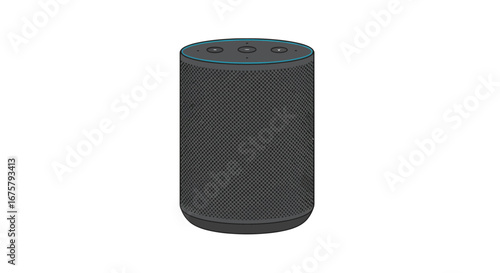 Gray smart speaker voice assistant device digital technology wireless audio home automation gadget innovation on transparent background