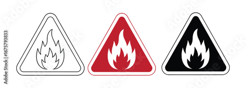 set Attention highly flammable Symbols danger and safety signs design template vector illustration