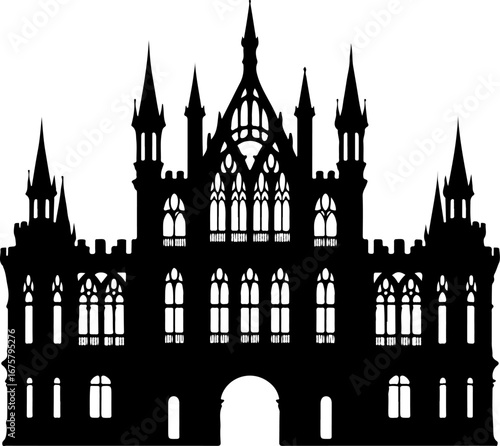 Victorian castle silhouette Vector Art