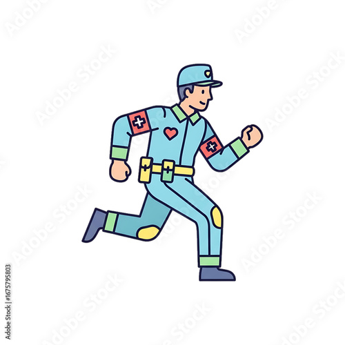 Emergency medical worker running.