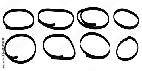 Hand drawn circle line sketch set. Black pen hand drawn doodle grunge circle highlights. Hand drawning circle line sketch set.