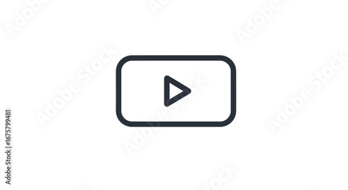 White play button icon media player symbol video interface sign digital streaming multimedia online content on transparent background