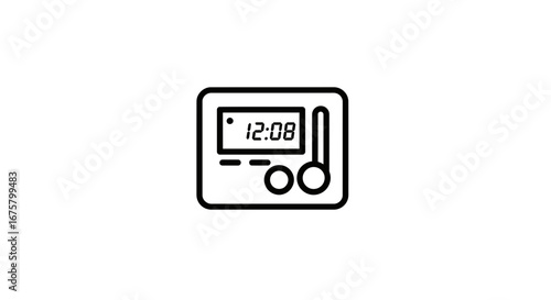 Time display digital clock electronic device timer measurement equipment technology gadget icon illustration on transparent background