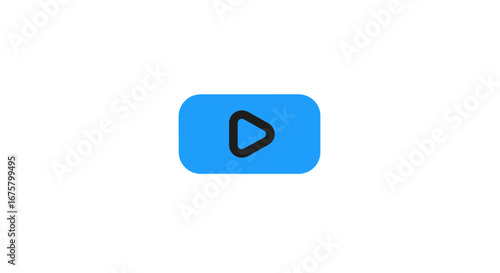 Blue play button media player interface video stream online content digital entertainment multimedia design on transparent background