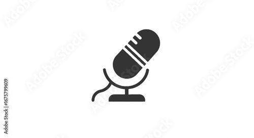 Vintage microphone podcasting studio equipment audio recording voice broadcasting retro mic announcement on transparent background