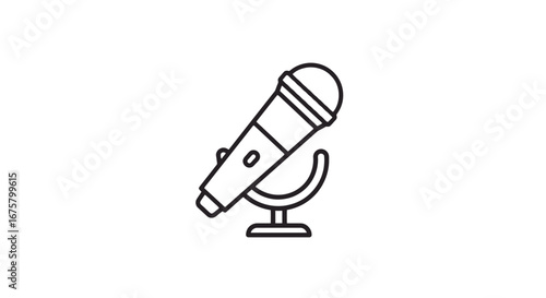 Microphone audio voice sound music record podcast studio equipment vocal karaoke speech sing icon on transparent background