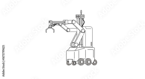 Robotic arm industrial robot automation machine manufacturing technology industry equipment engineering on transparent background