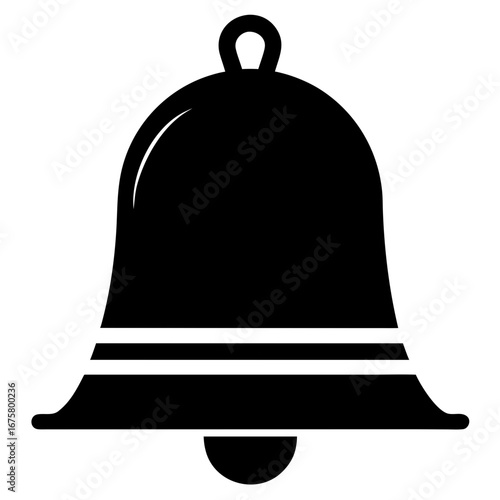 Classic bell silhouette with a ringing clapper and hanging loop
