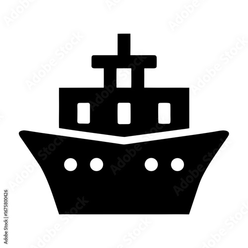 Front view of a modern cruise ship silhouette