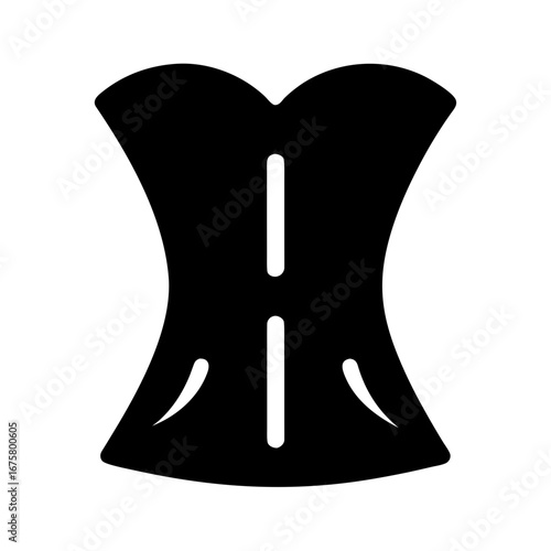 Black silhouette of a vintage corset with lacing detail silhouette