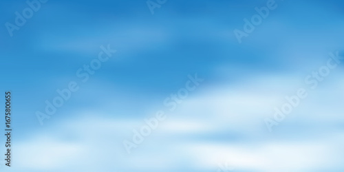 Vibrant Blue Sky with Soft White Clouds Vector Background. Clear Heavenly Atmosphere, Serene Natural Daylight Landscape for Design and Tranquil Concepts